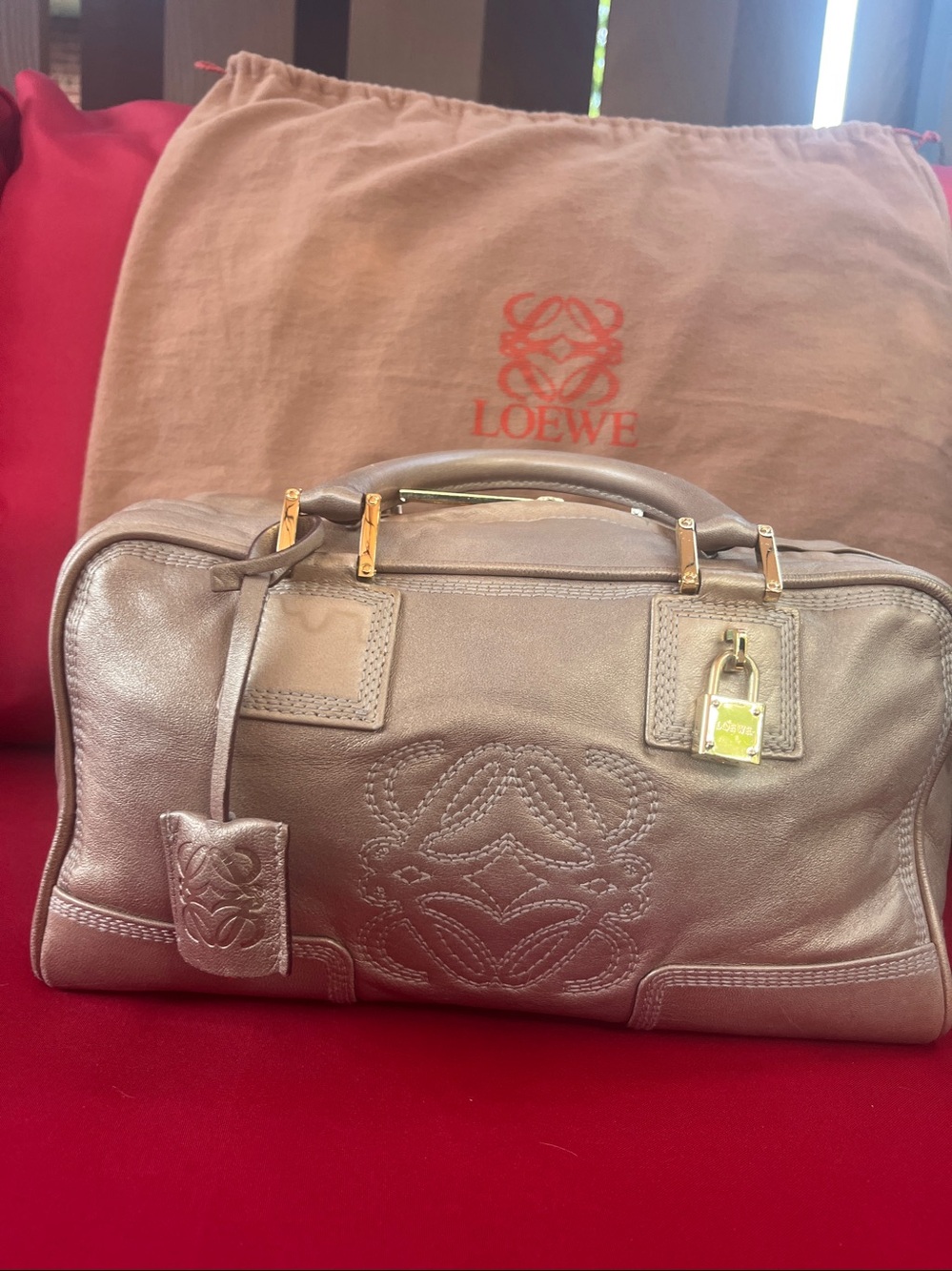 Loewe Metallic Gold Amazona 28 Anagram with dustbag
